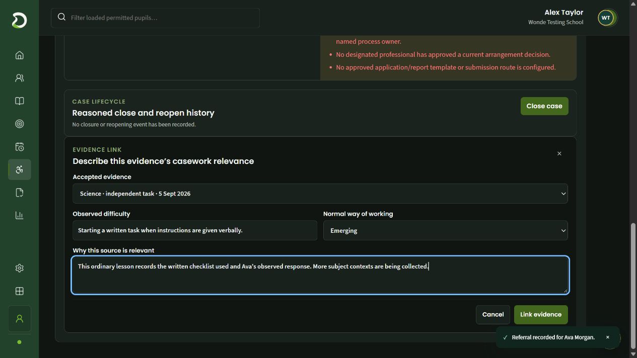 Accepted Science evidence is linked to an access case with a recorded rationale.