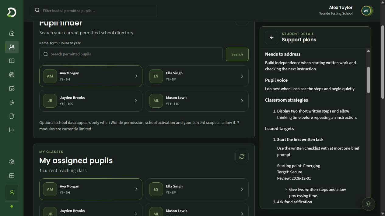 The issued plan connects classroom strategies to individual targets.