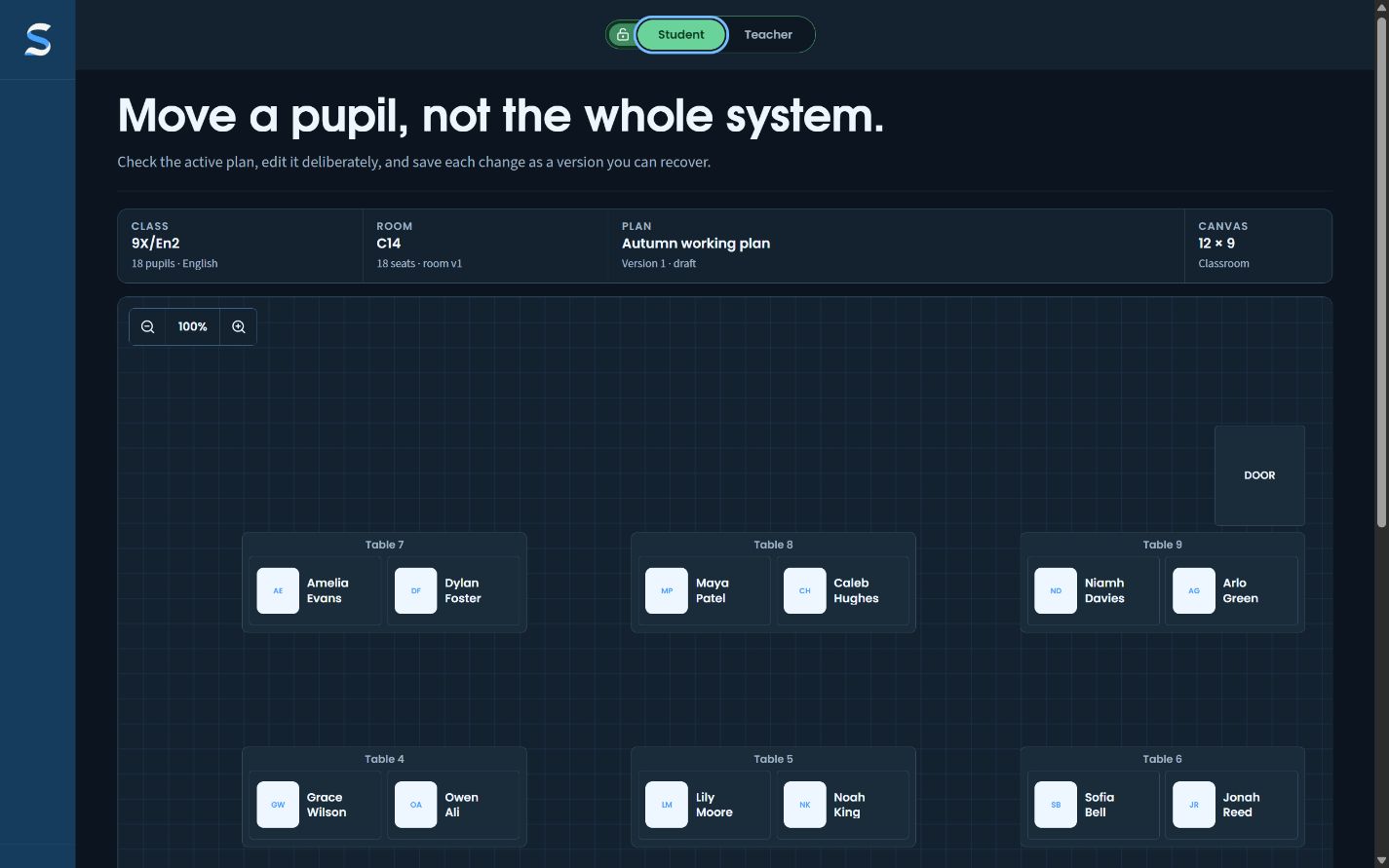 The current plan shown as a student-facing names-only classroom display.