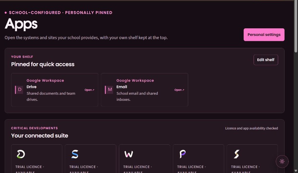 WorkPane school applications and licensed suite launcher.